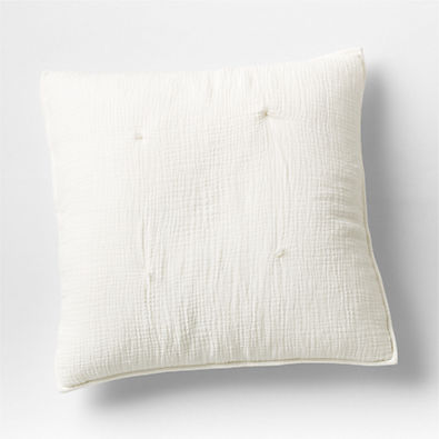 View Aire Crinkle Cotton Linen Blend Cream Euro Bed Pillow Sham details
