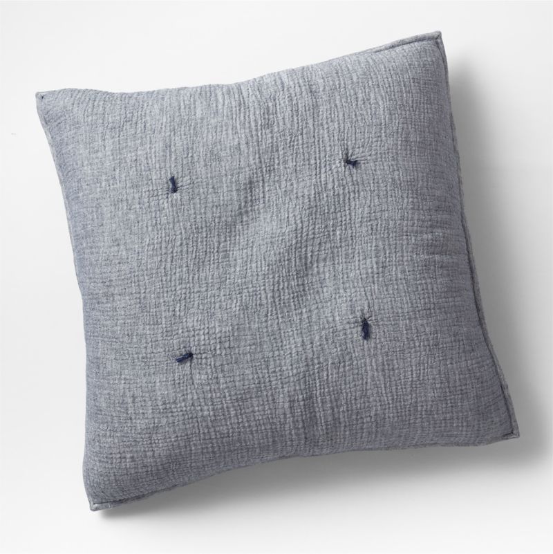 Aire Crinkle Cotton Linen Blend Indigo Euro Bed Pillow Sham