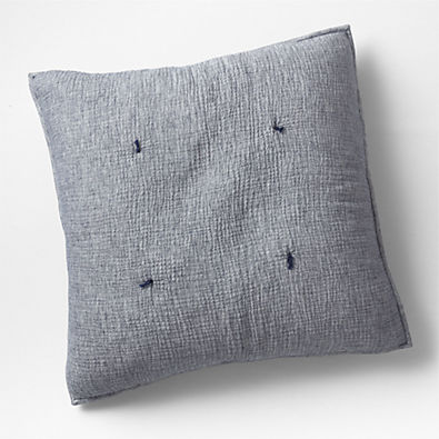 View Crinkle Cotton Linen Blend Indigo Euro Bed Pillow Sham details