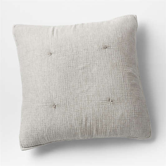 Aire Crinkle Cotton Linen Blend Pebble Grey Euro Bed Pillow Sham