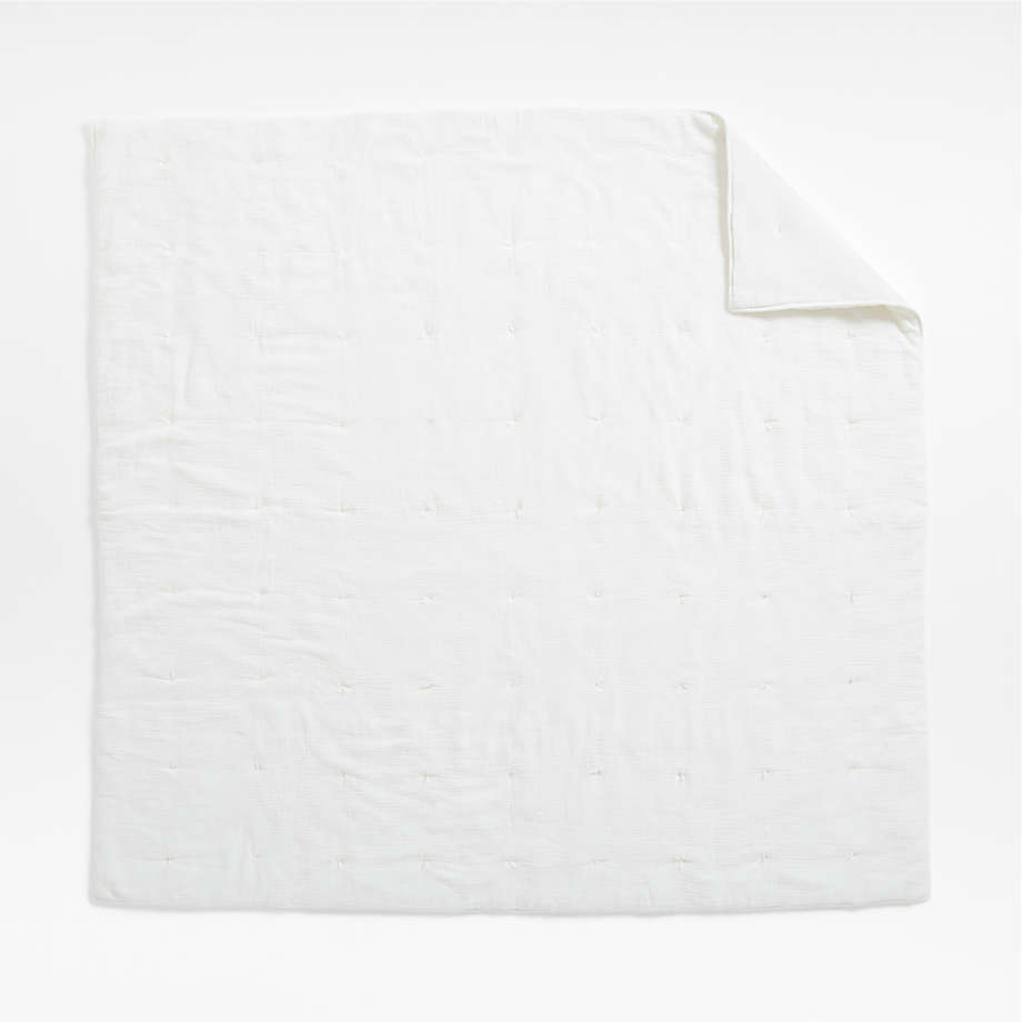 Aire Crinkle Cotton Linen Blend Cotton Cream Full/Queen Comforter