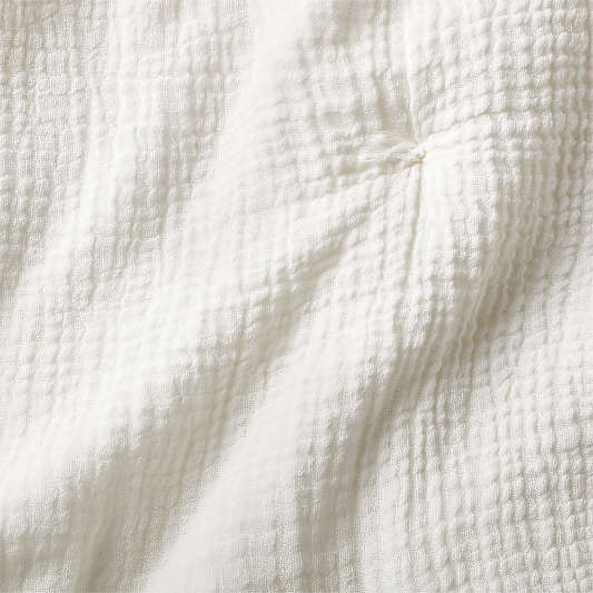 Crinkle Cotton Linen Blend Cream Euro Bed Pillow Sham