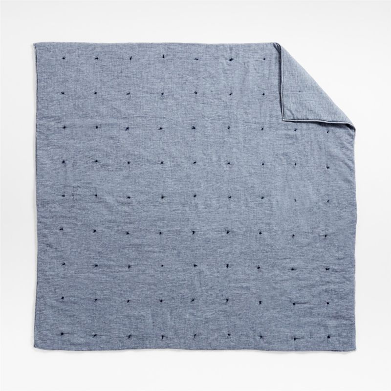 Aire Crinkle Cotton Linen Blend Indigo King Comforter - image 6 of 10