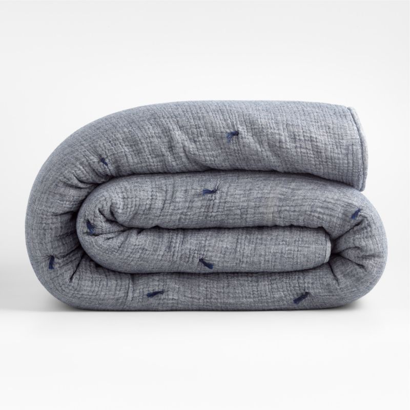 Aire Crinkle Cotton Linen Blend Indigo King Comforter - image 7 of 10