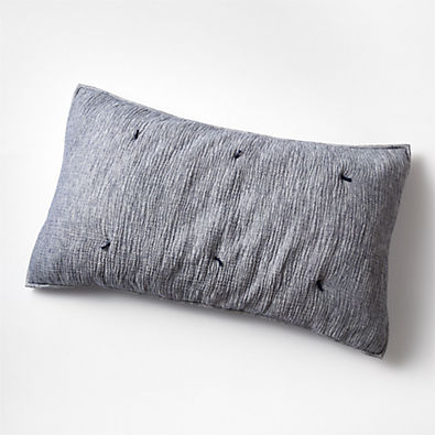 View Crinkle Cotton Linen Blend Indigo King Bed Pillow Sham details