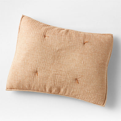 View Crinkle Cotton Linen Blend Brulee Brown Standard Bed Pillow Sham details