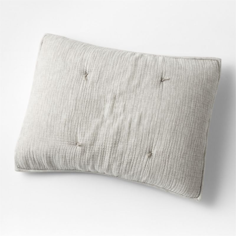 Aire Crinkle Cotton Linen Blend Pebble Grey Standard Bed Pillow Sham