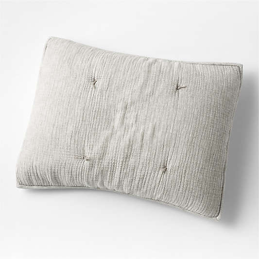 Aire Crinkle Cotton Linen Blend Pebble Grey Euro Bed Pillow Sham