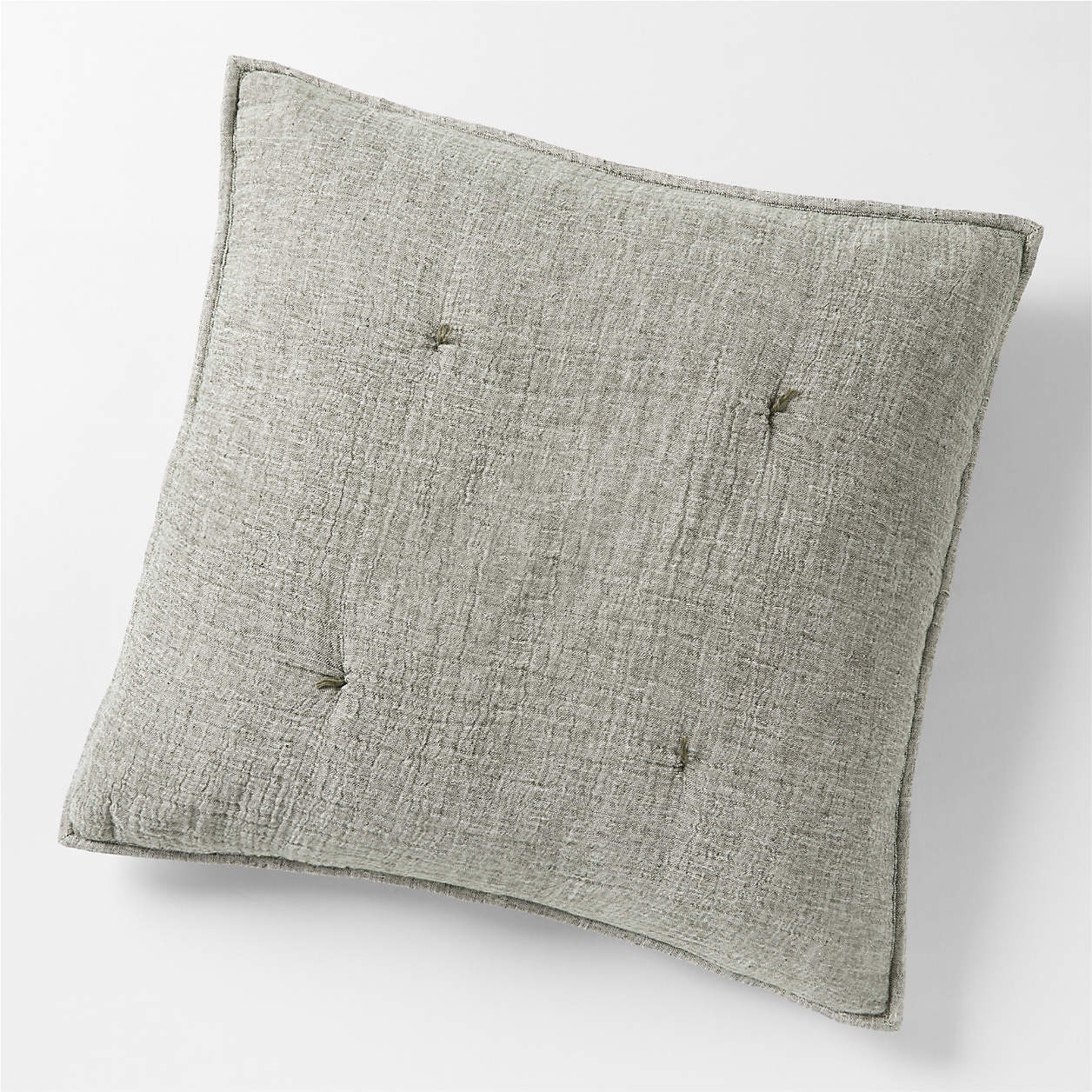 Aire Crinkle Organic Cotton Linen Blend Burnt Green Euro Bed Pillow