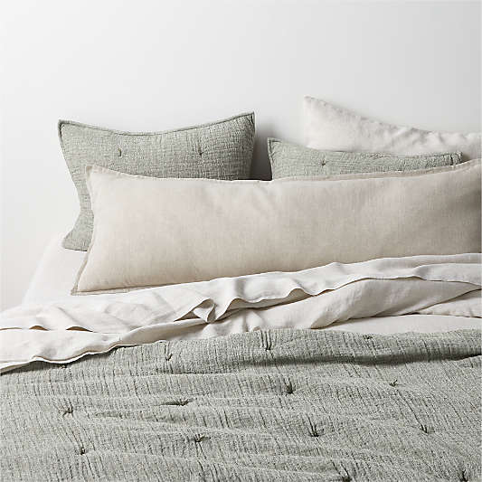 Aire Crinkle Cotton Linen Blend Burnt Green Euro Bed Pillow Sham