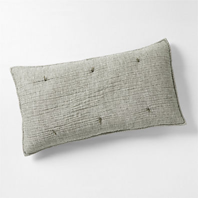 View Crinkle Cotton Linen Blend Burnt Green King Bed Pillow Sham details