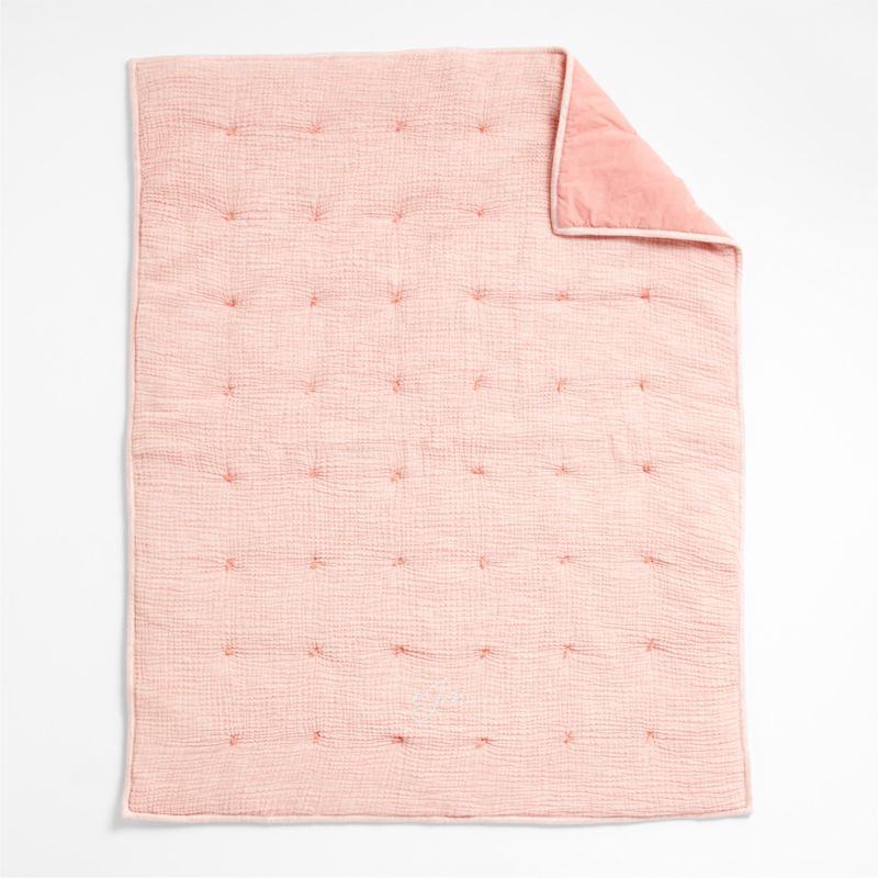 Aire Crinkle Pink Organic Cotton Baby Crib Quilt - image 5 of 9