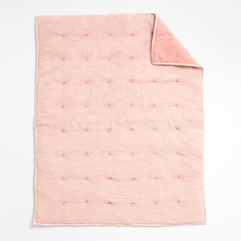 Aire Crinkle Pink Organic Cotton Baby Crib Quilt - image 6 of 9