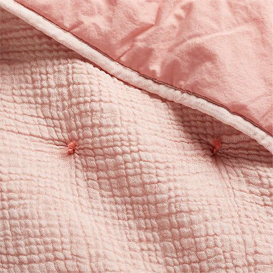 Aire Pink Crinkle Hand-Quilted Organic Cotton Baby Crib Quilt