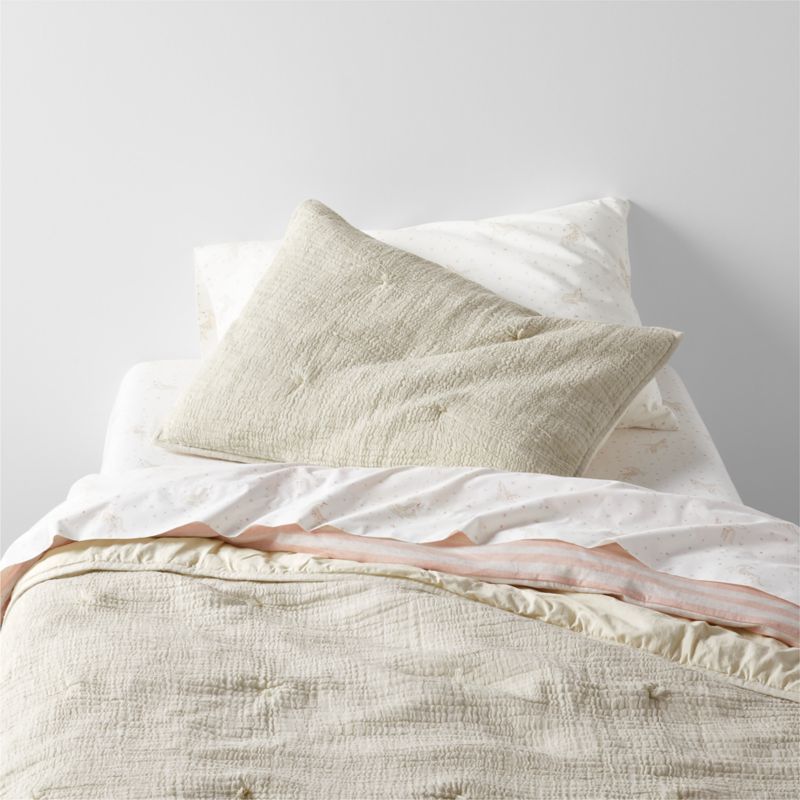 Aire Stone Tan Crinkle Hand-Quilted Kids Pillow Sham