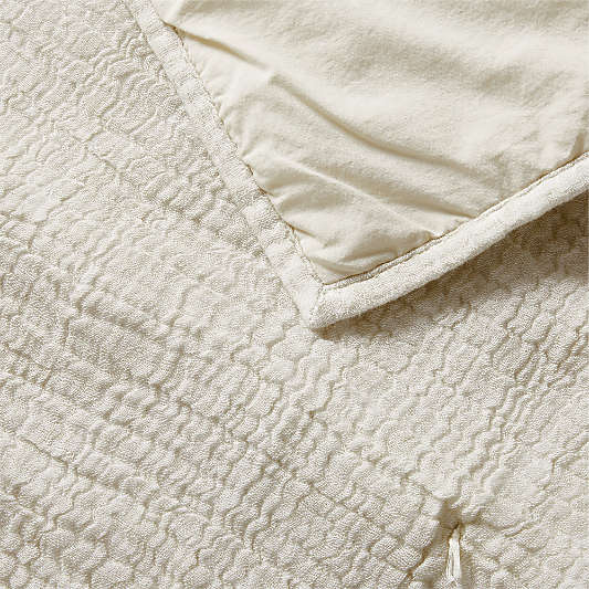 Aire Crinkle Stone Tan Hand-Quilted 100% Organic Cotton Kids Twin Comforter
