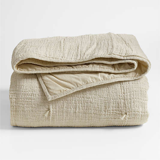 Aire Stone Tan Crinkle Hand-Quilted Kids Bedding Bundle Set