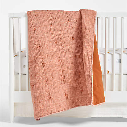 Aire Terracotta Organic Cotton Crinkle Baby Crib Quilt