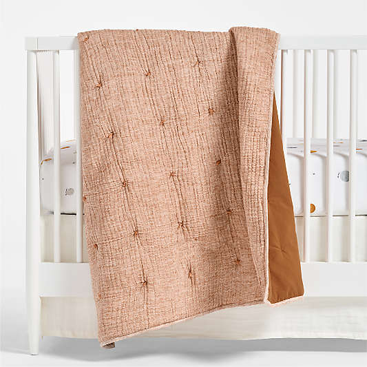 Aire Terracotta Organic Cotton Crinkle Baby Crib Quilt