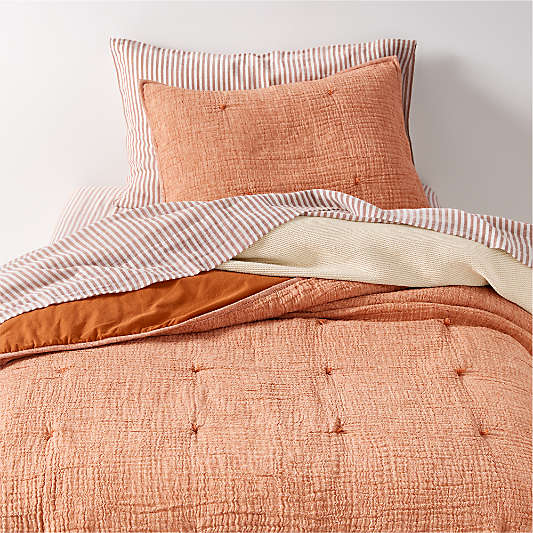 Aire Terracotta Crinkle Organic Cotton Kids Twin Quilt
