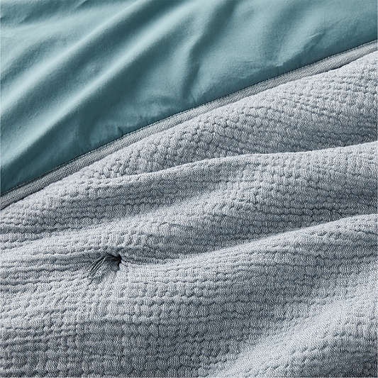 Aire Crinkle Blue Hand-Quilted Organic Cotton Kids Quilt
