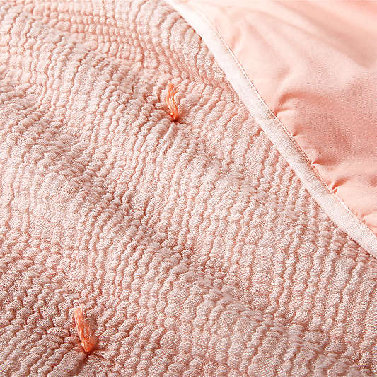 Aire Crinkle Pink Hand-Quilted Organic Cotton Kids Full/Queen Comforter