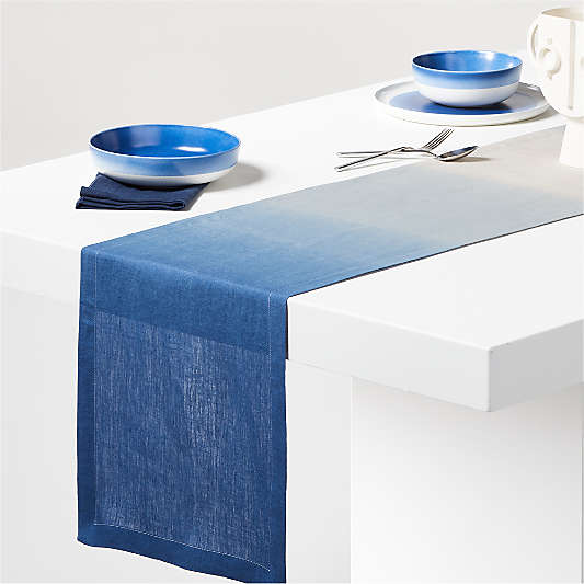 Airli Dip-Dye Indigo Linen Table Runner 90"