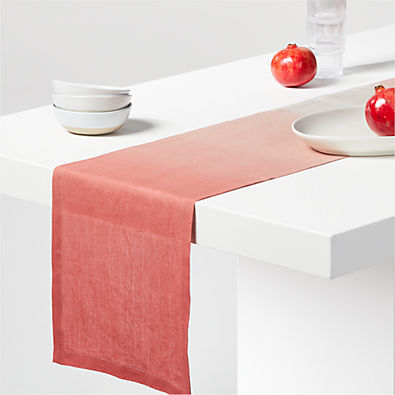 View Airli Dip-Dye Rust Linen Table Runner 90" details