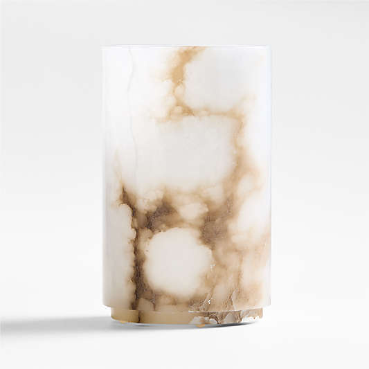 Large Alabaster Hurricane Pillar Candle Holder