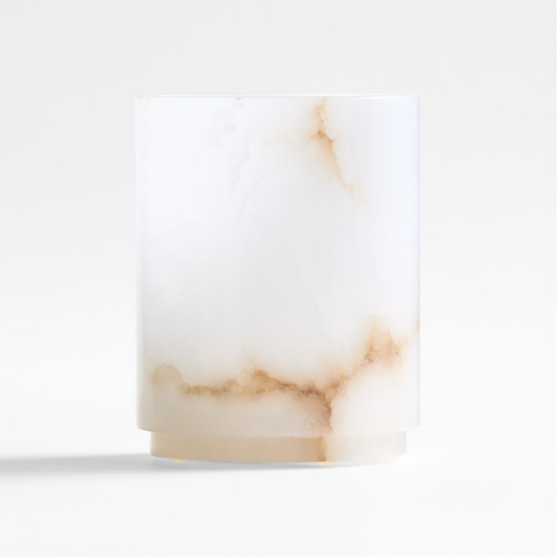 Medium Alabaster Hurricane Pillar Candle Holder - image 0 of 8