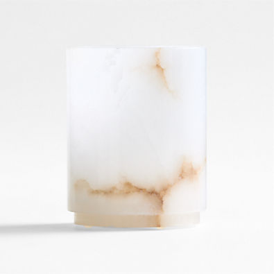 View Medium Alabaster Hurricane Pillar Candle Holder details
