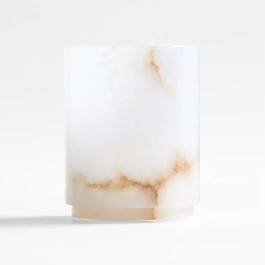 Medium Alabaster Hurricane Pillar Candle Holder