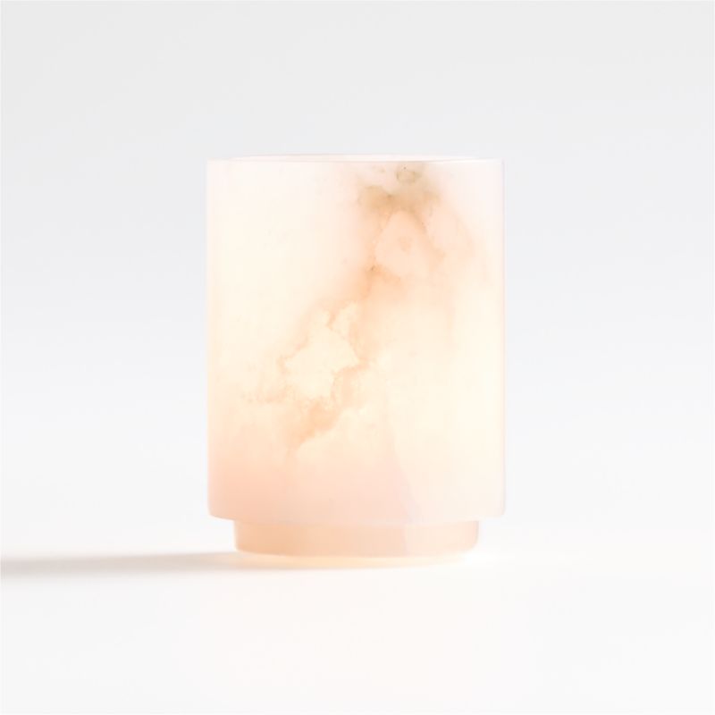 Small Alabaster Hurricane Pillar Candle Holder - image 6 of 8