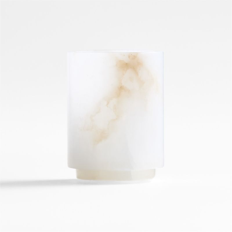 Small Alabaster Hurricane Pillar Candle Holder - image 0 of 8