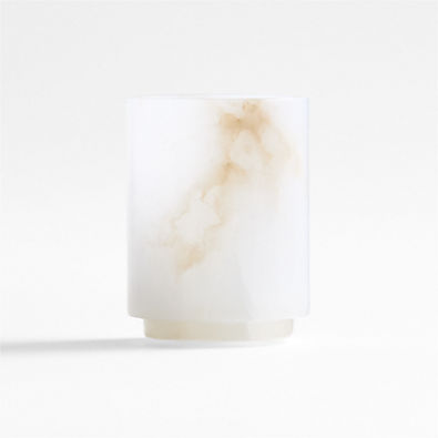 View Small Alabaster Hurricane Pillar Candle Holder details