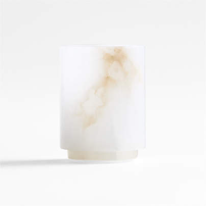 Small Alabaster Hurricane Pillar Candle Holder