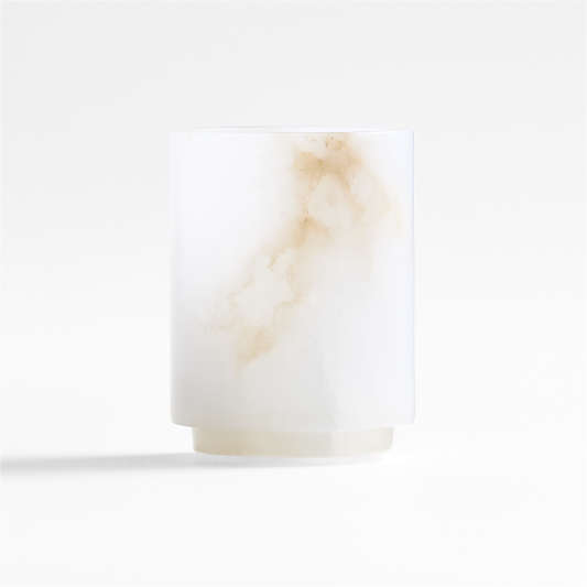 Small Alabaster Hurricane Pillar Candle Holder