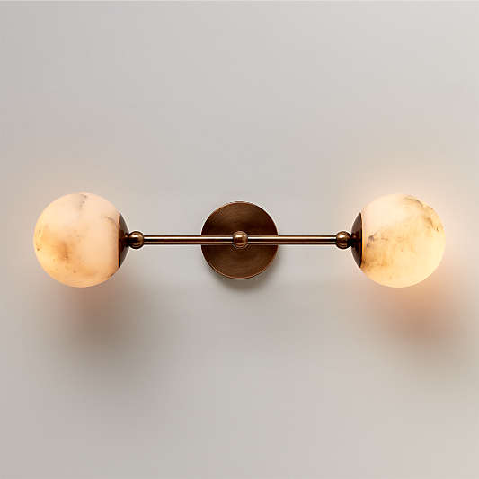 Alba 2-Light White Alabaster Wall Sconce Light