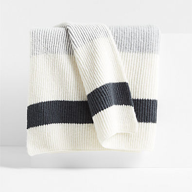 View Albers Ribbed Knit 70"x55" Mist Blue Throw Blanket details