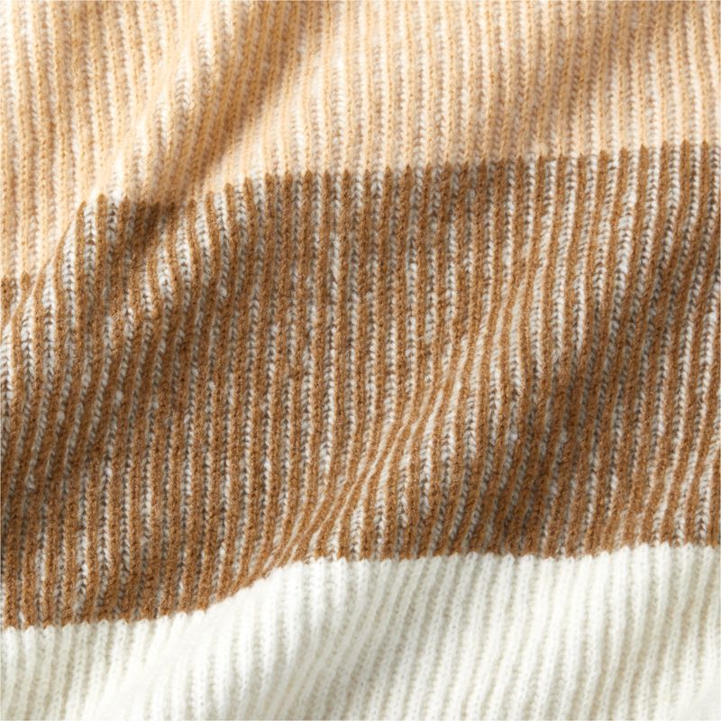 Ribbed Knit 70"x55" Wool Blend Tan Throw Blanket - image 6 of 8