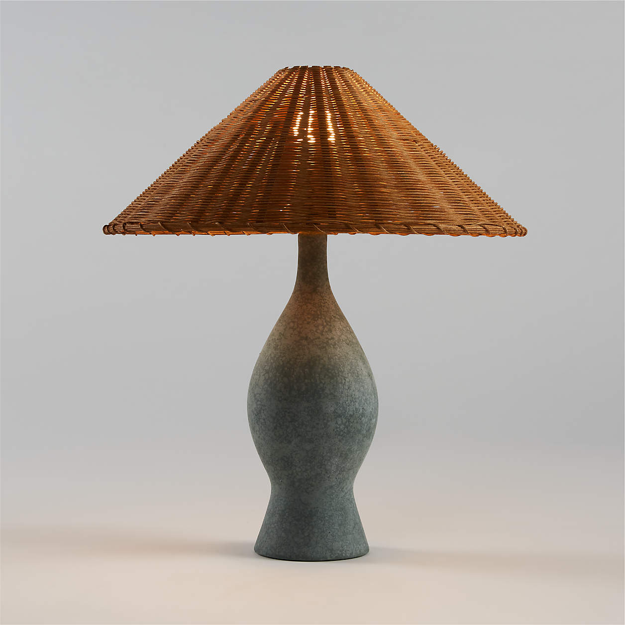 Athena Calderone Ceramic Table Lamp with Rattan Shade