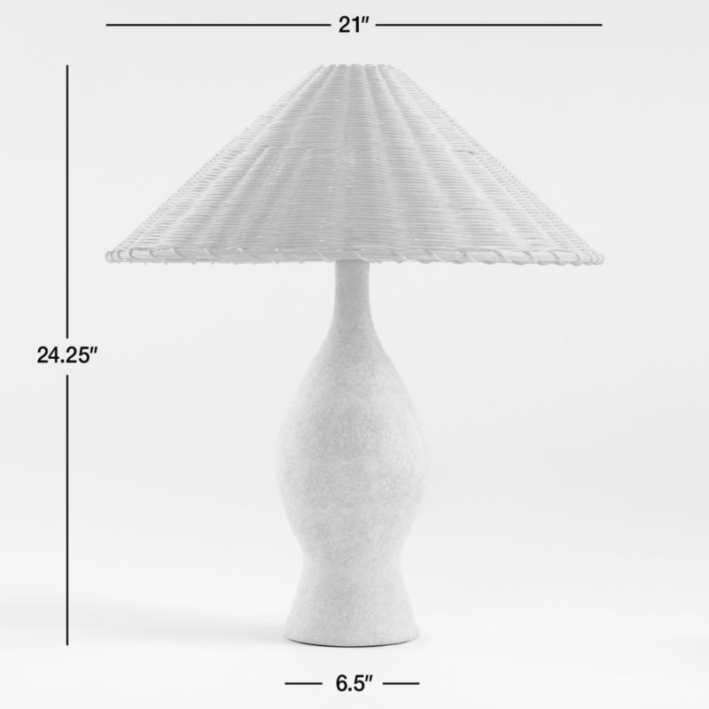 View Courbe Green Ceramic Table Lamp with Rattan Shade by Athena Calderone 24.25" - image 3 of 19