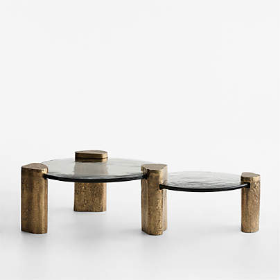 Alchemy Burnished Brass and Cast Glass 65" Tiered Round Coffee Table