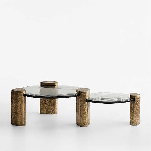 Alchemy Burnished Brass and Cast Glass 65" Tiered Round Coffee Table