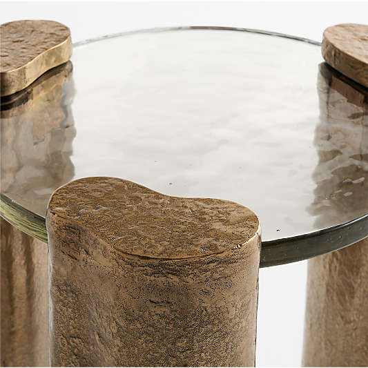 Alchemy Burnished Brass and Cast Glass Round 22" End Table