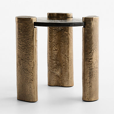 View Alchemy Burnished Brass and Cast Glass Round 22" End Table details