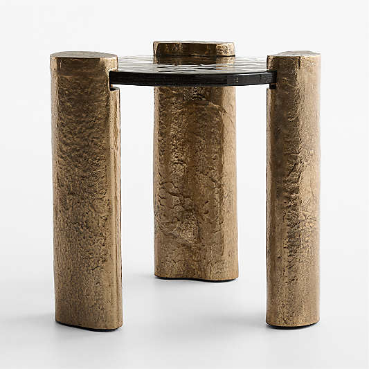 Alchemy Burnished Brass and Cast Glass Round 22" End Table