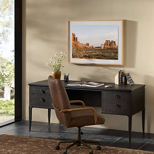 Alden 70.5" Worn Black Oak Desk