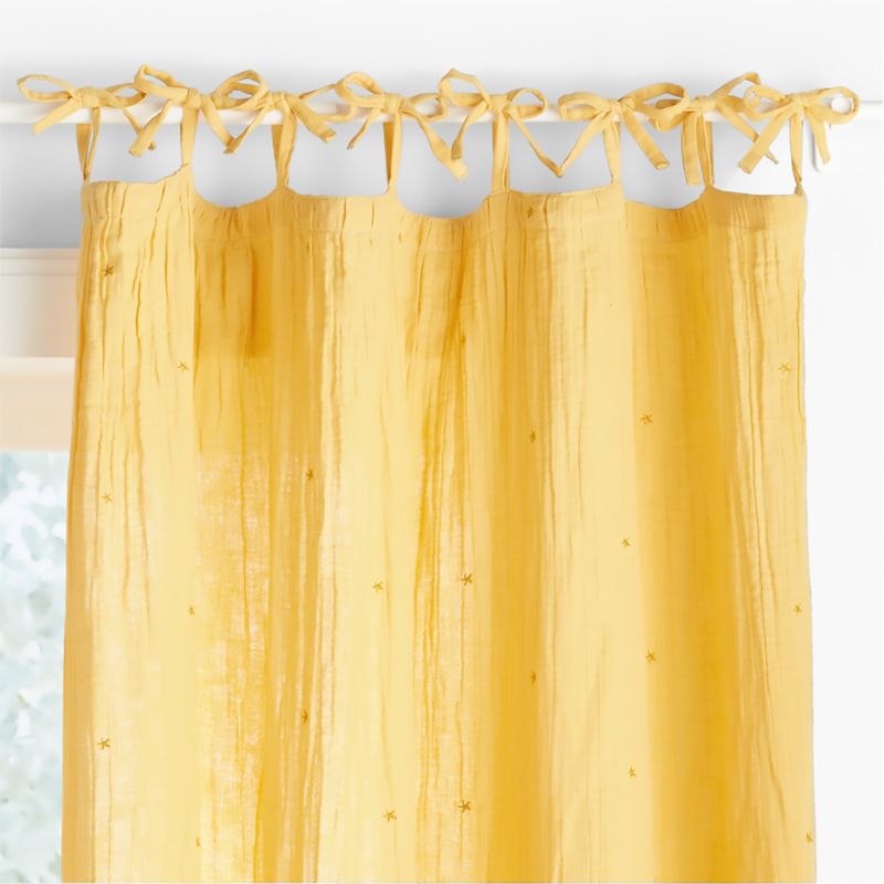 Aldrin Yellow Organic Cotton Sheer Window Curtain Panel 44"84"