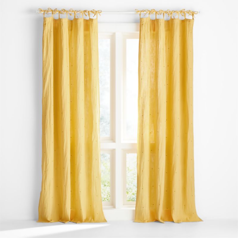 Aldrin Yellow Organic Cotton Sheer Kids Window Curtain Panel 44